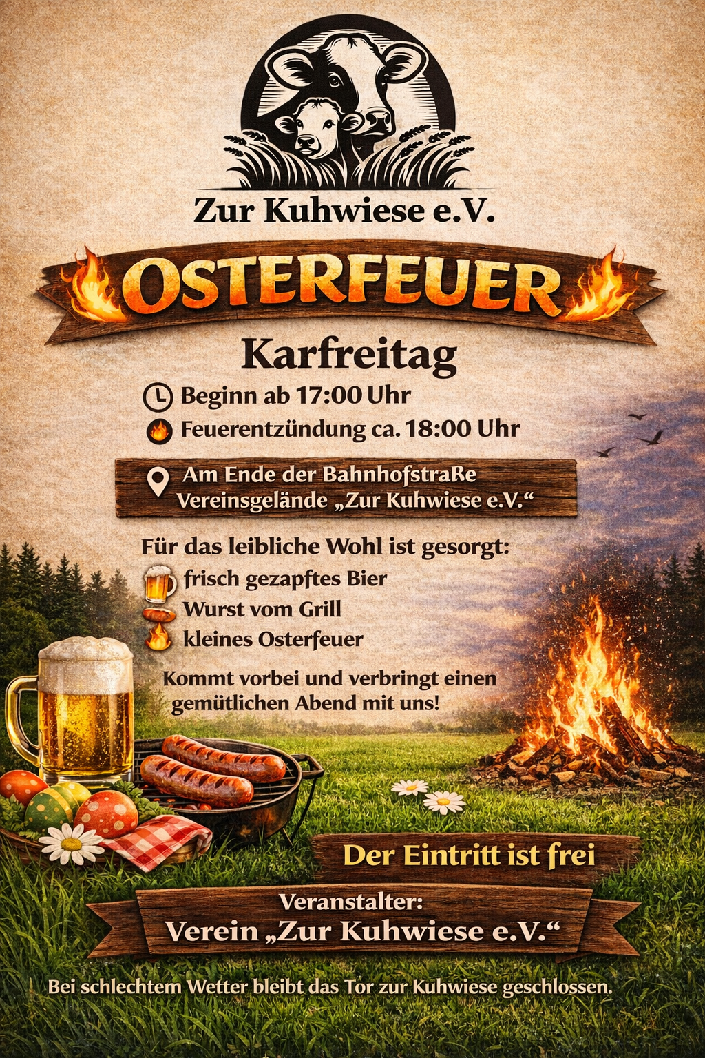 Osterfeuer am Karfreitag des "Zur Kuhwiese e.V."
